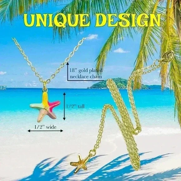 Starfish necklace, dainty minimalist summer jewelry for women made with love - Picture 5 of 10